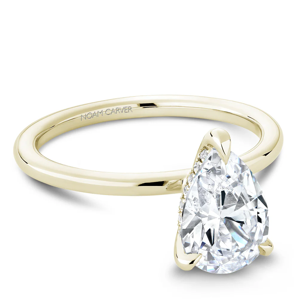 0.05ctw Diamond Hidden Halo Pear Shaped Engagement Ring