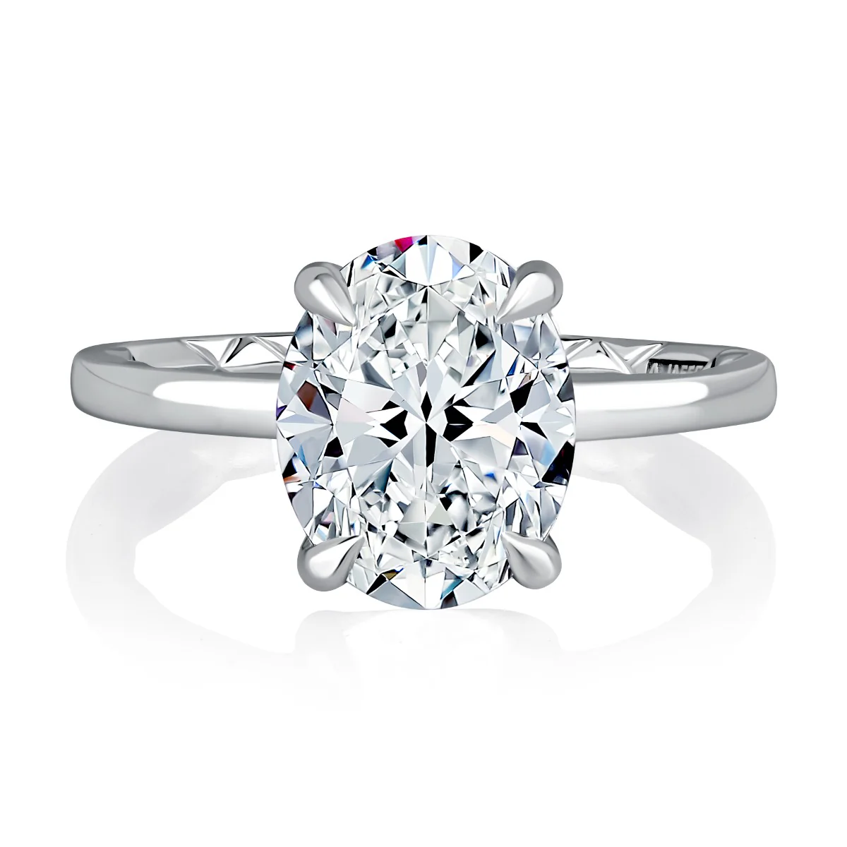 0.08ctw Hidden Halo Oval Solitaire Diamond Engagement Ring