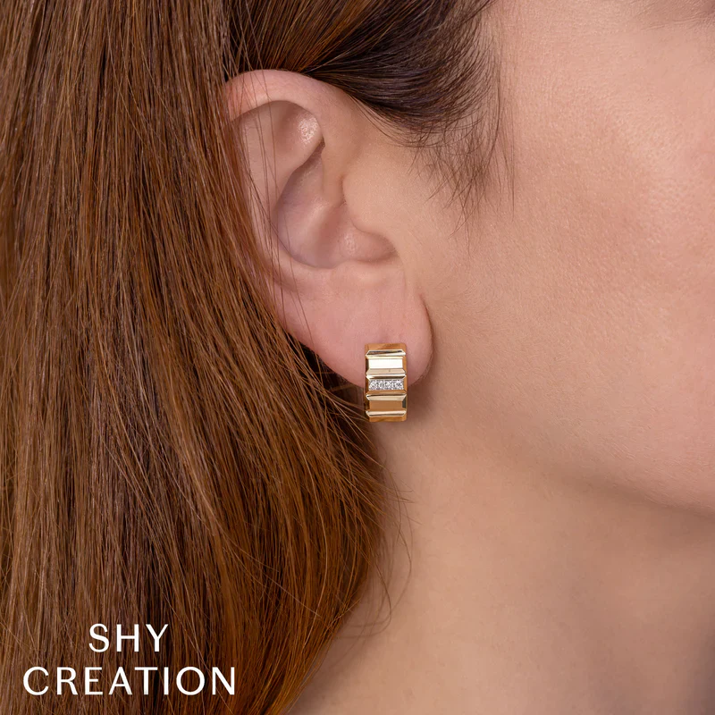 0.10ctw Diamond Geo Cut Hoop Earrings - Image 2