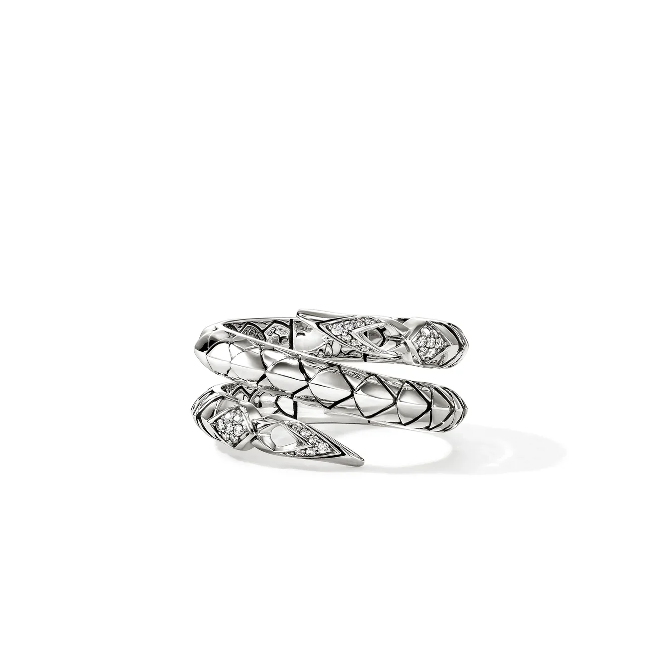 0.11ctw Diamond Sterling Silver Coiled Naga Ring