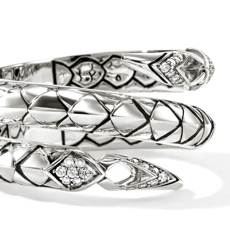 0.11ctw Diamond Sterling Silver Coiled Naga Ring - Image 2