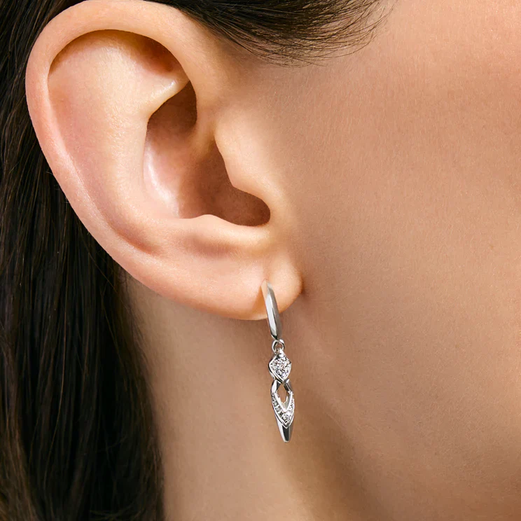 0.12ct Diamond Sterling Silver Naga Drop Earrings - Image 3
