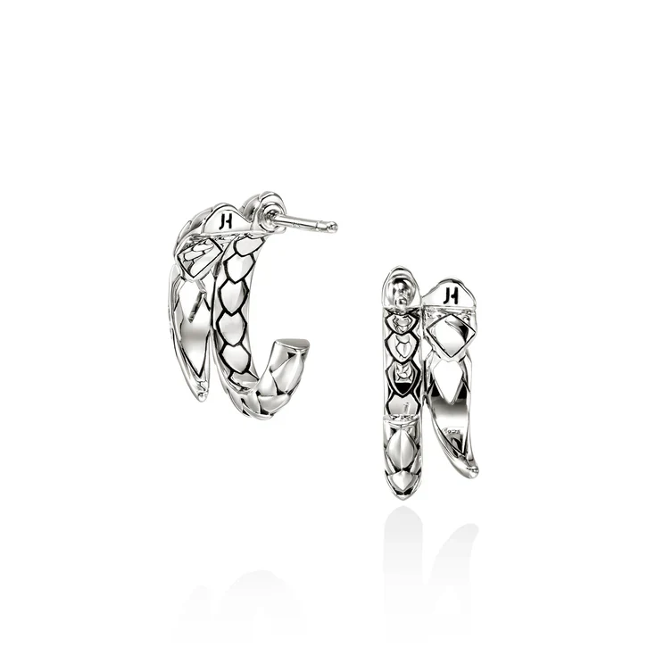 0.12ctw Diamond Sterling Silver Naga Hoop Earrings - Image 2