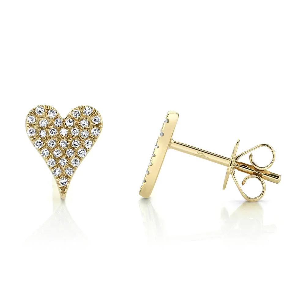 0.14ctw Diamond Pave Heart Stud Earrings - Image 2