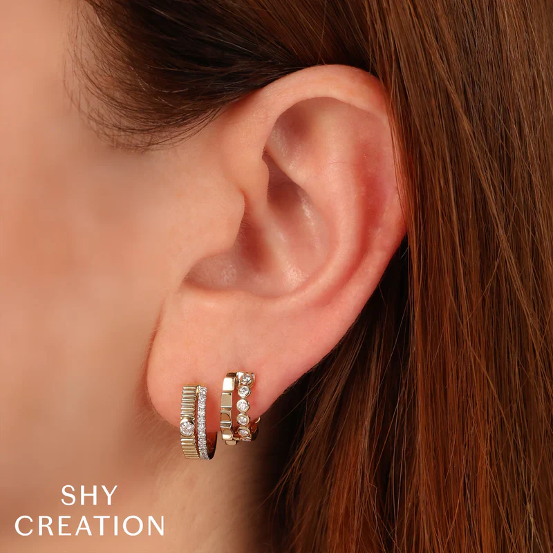 0.15ctw Diamond Bezel Huggie Earrings - Image 2