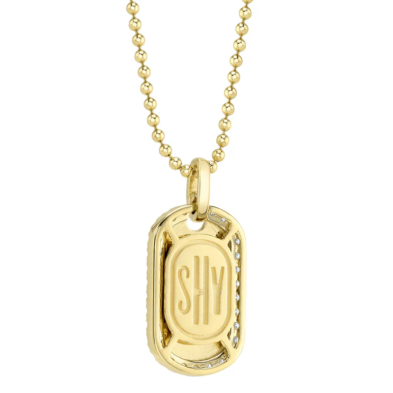 0.19ctw Diamond and Emerald Dog Tag Necklace - Image 2