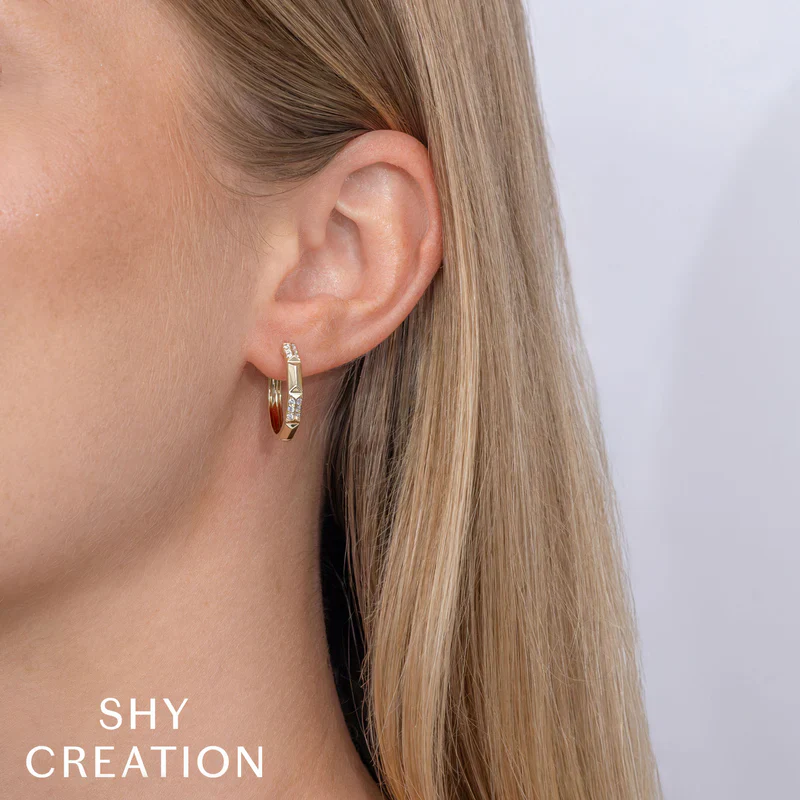 0.24ctw Diamond Geo Cut Hoop Earrings - Image 2