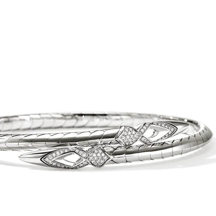 0.26ctw Diamond Sterling Silver Naga Flex Cuff Bracelet - Image 2