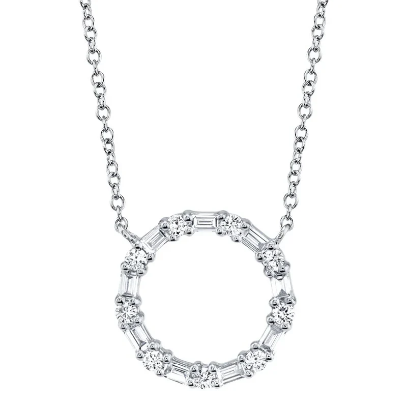 0.29ctw Diamond Baguette Circle Necklace
