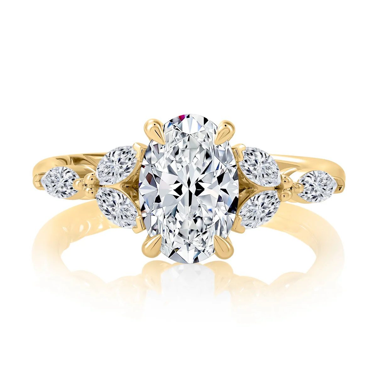 0.60ctw Floral Inspired Oval Engagement Ring