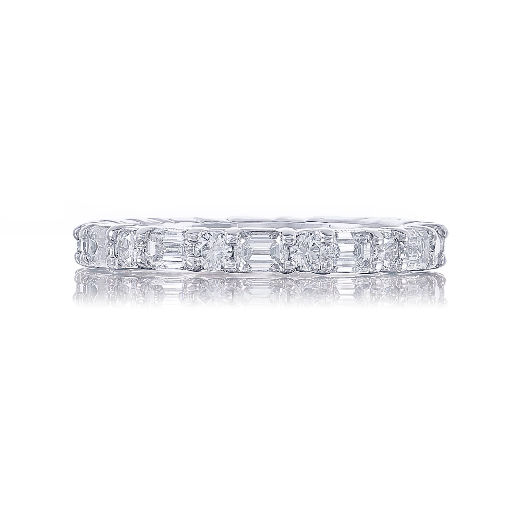 1.77ctw Emerald and Round Cut Diamond Band