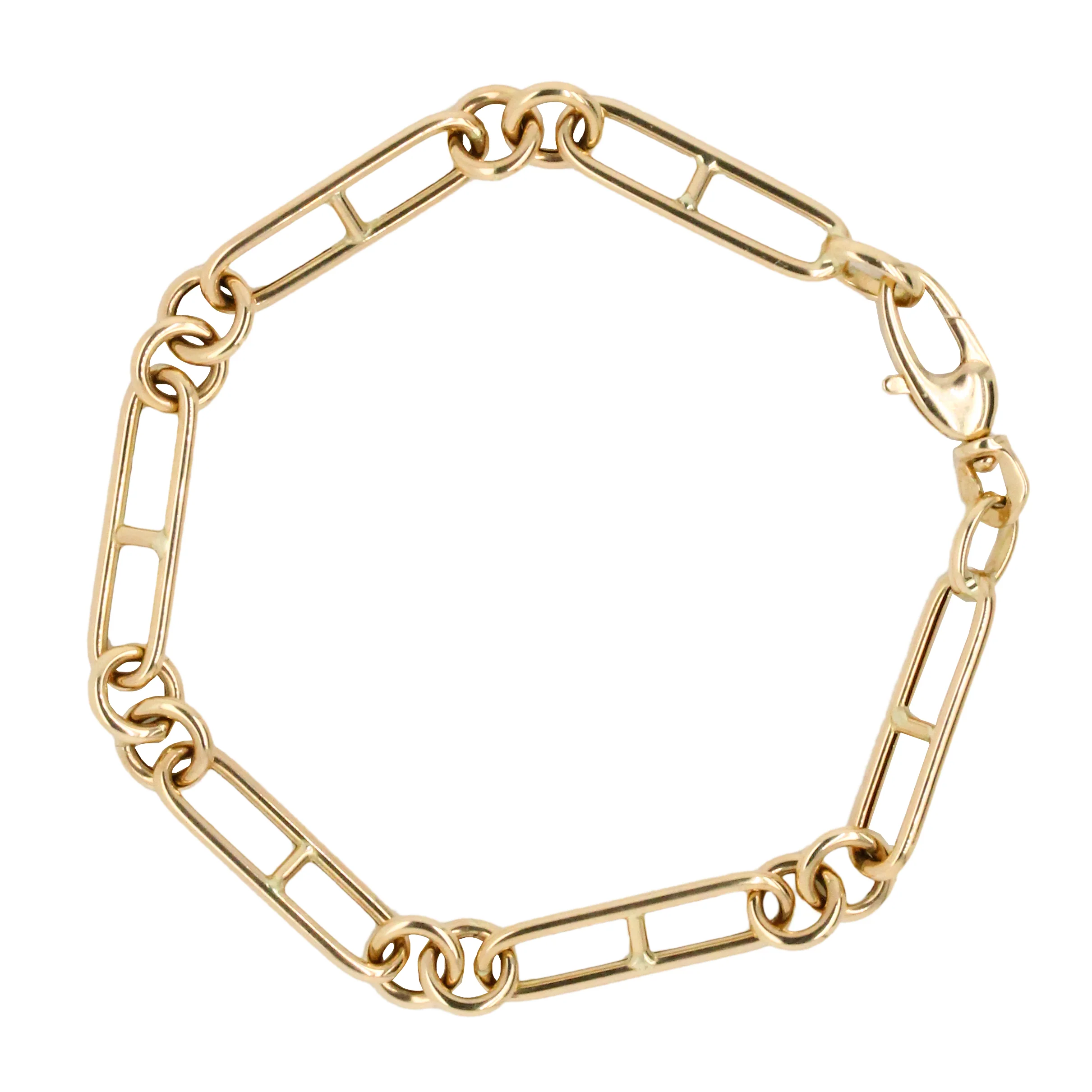 14K Yellow Gold Large "H" Paperclip Bracelet