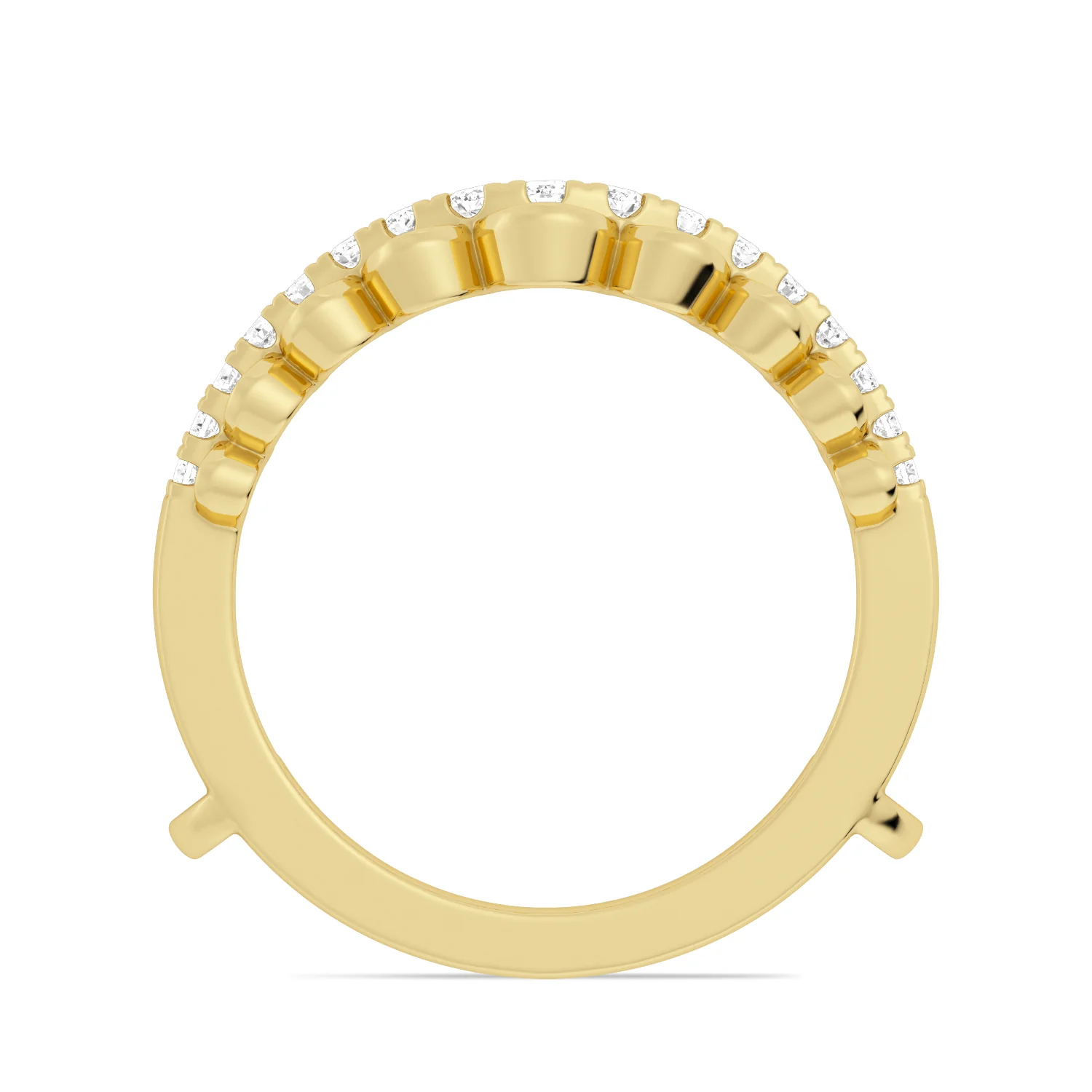 14K Yellow Gold Round Diamond Floral V Shape Jacket Band - Image 2