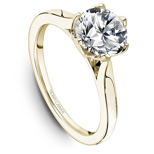 14K Yellow Gold Round Engagement Ring - Image 3