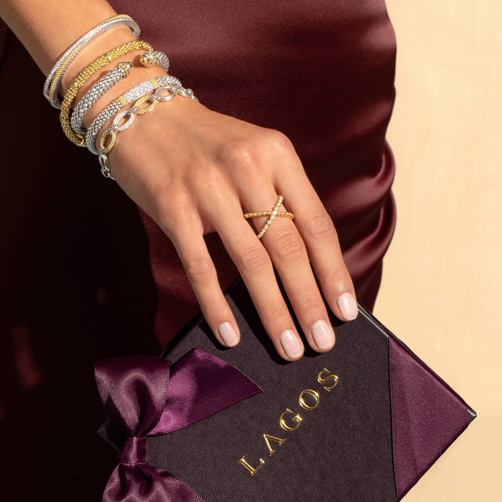 18K Gold Caviar and Diamond Bangle - Image 3