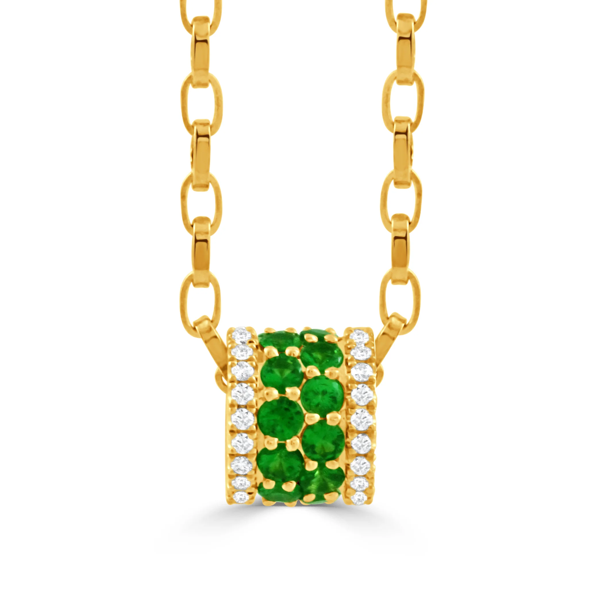 18K Yellow Gold Diamond Pendant with Tsavorite