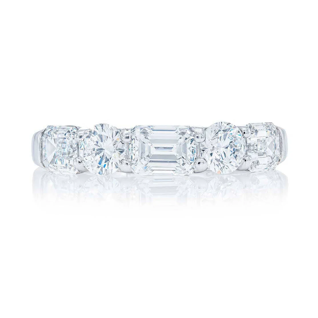 2.04ctw Emerald and Round Cut Diamond Band