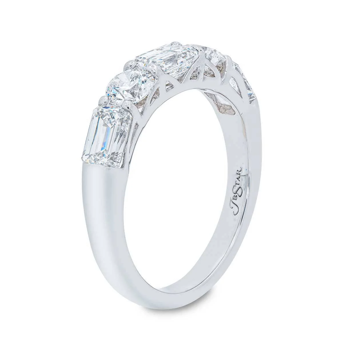 2.04ctw Emerald and Round Cut Diamond Band - Image 2