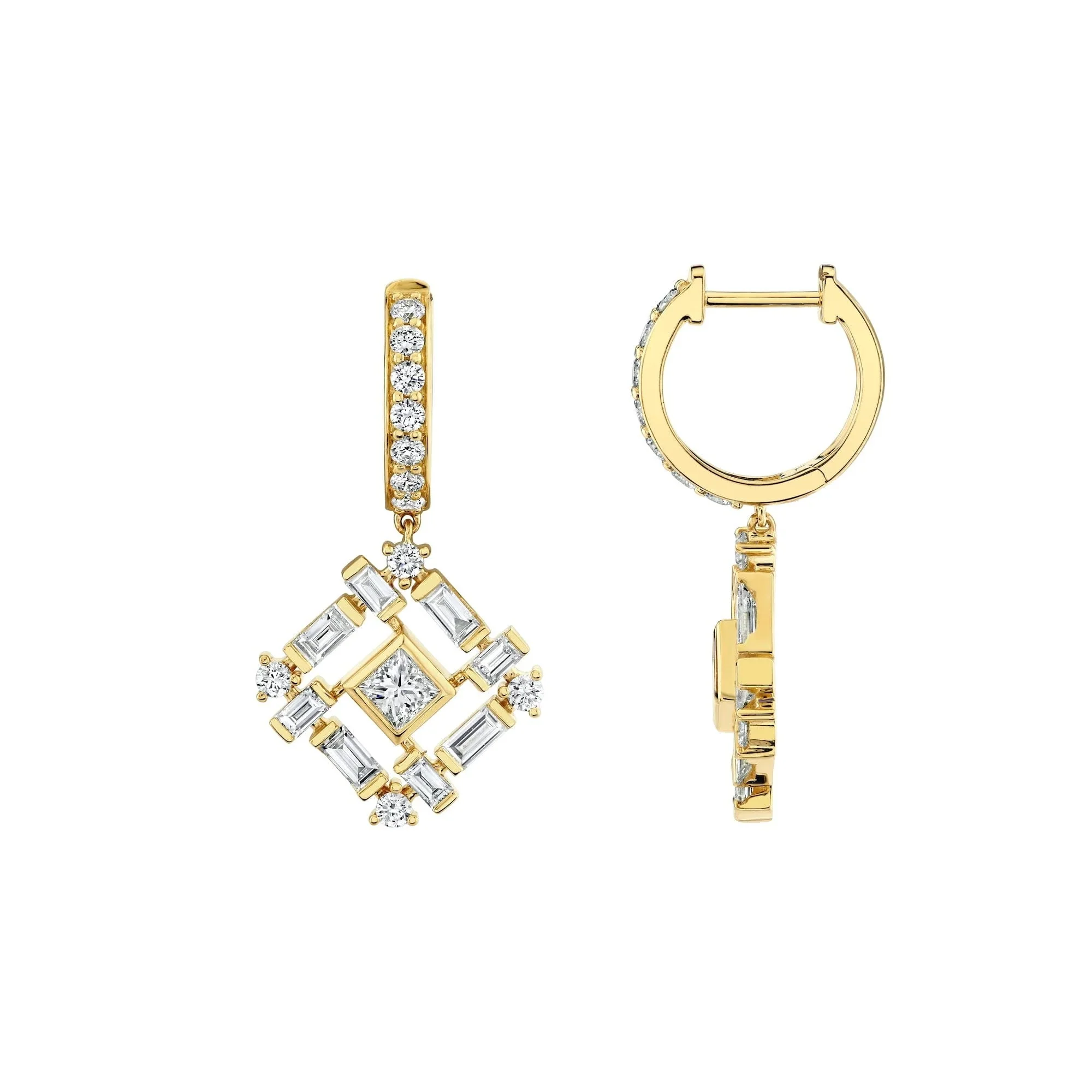 2.48ctw Diamond Montage Baguette Drop Earrings - Image 2