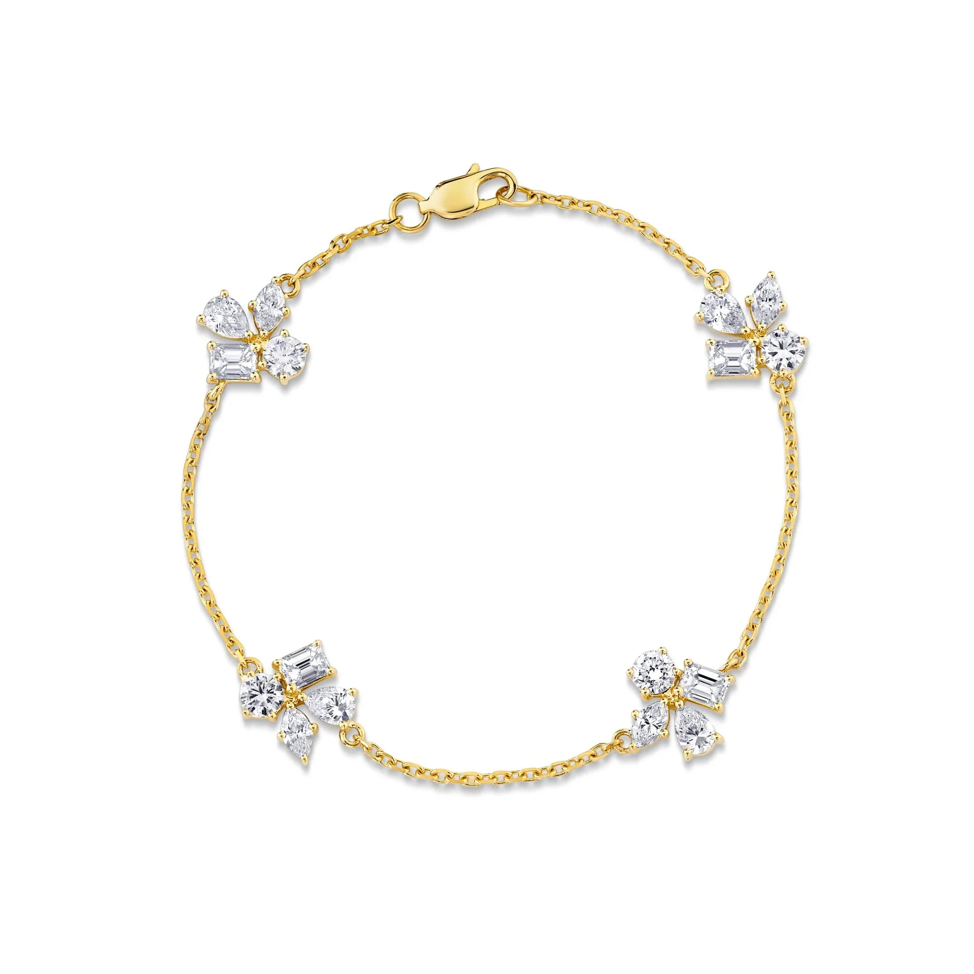 3.24ctw Montage 4 Cluster Chain Bracelet