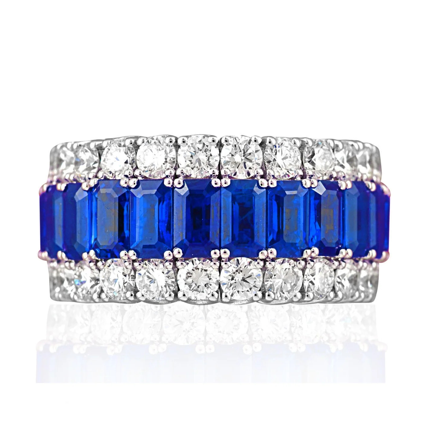 3-Row Octagonal Sapphires and Diamond Xpandableâ„¢ Ring