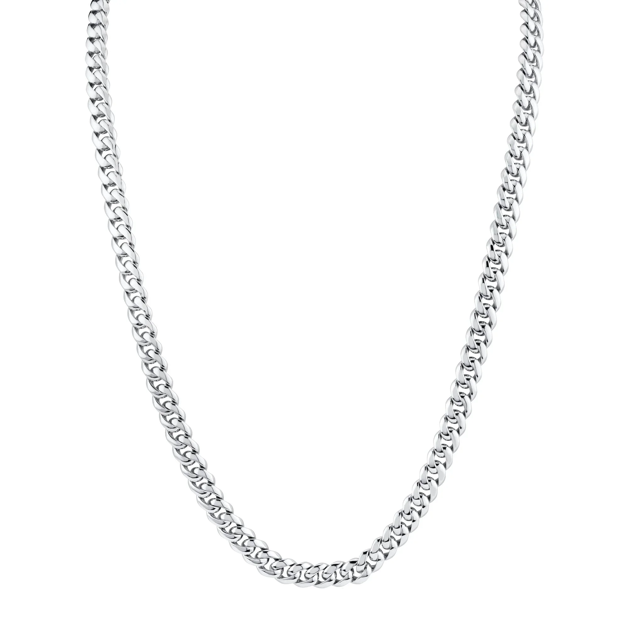 8mm Silver Men's Cuban Chain Necklace