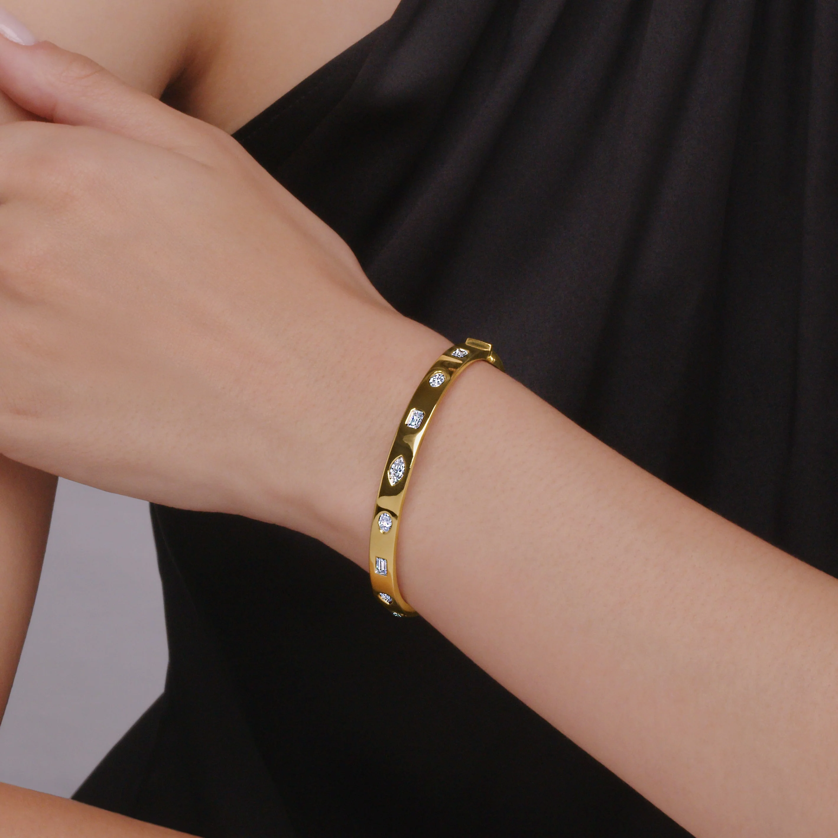 Bangle with Mixed Shape Diamonds - Image 2