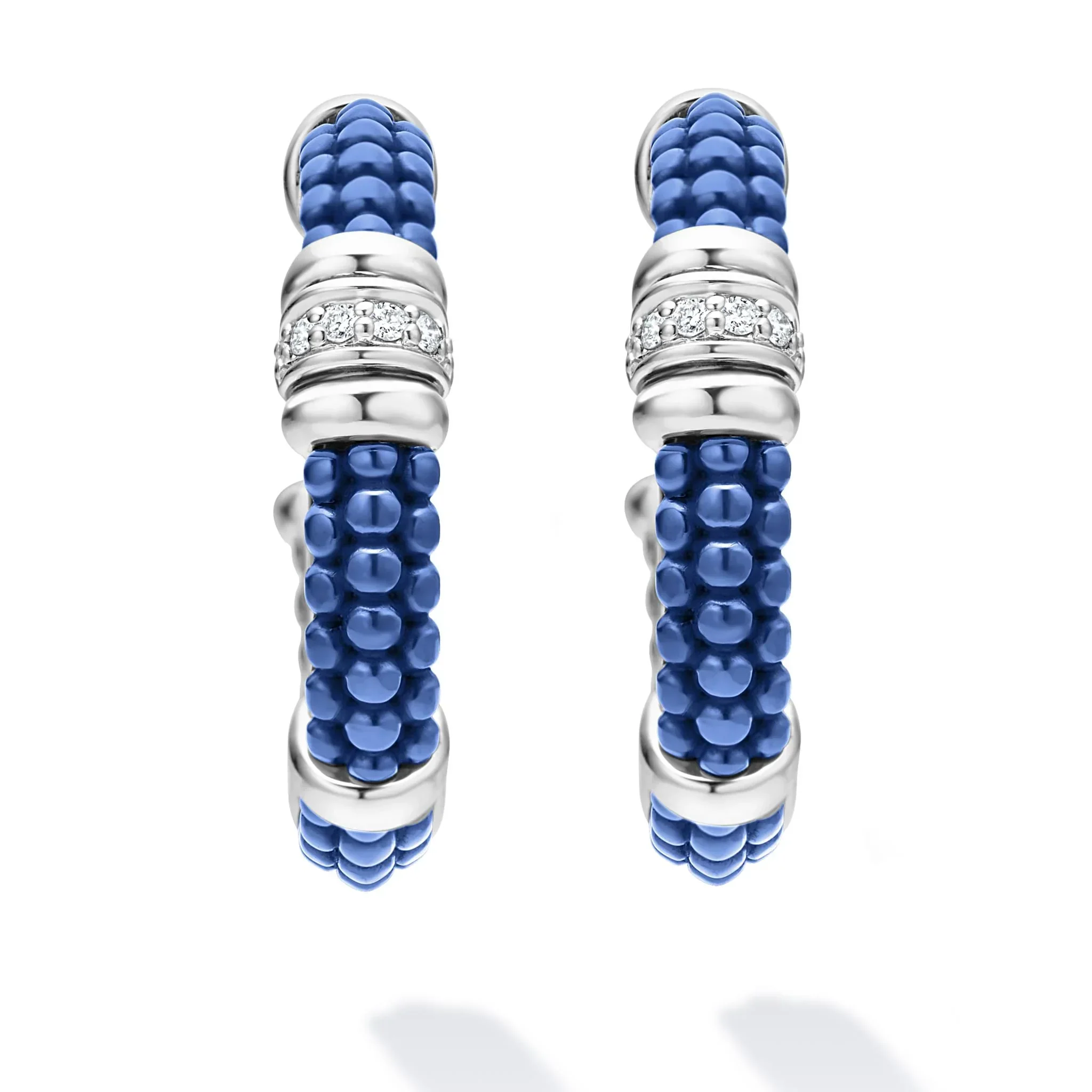 Ceramic and Diamond Hoop Earrings