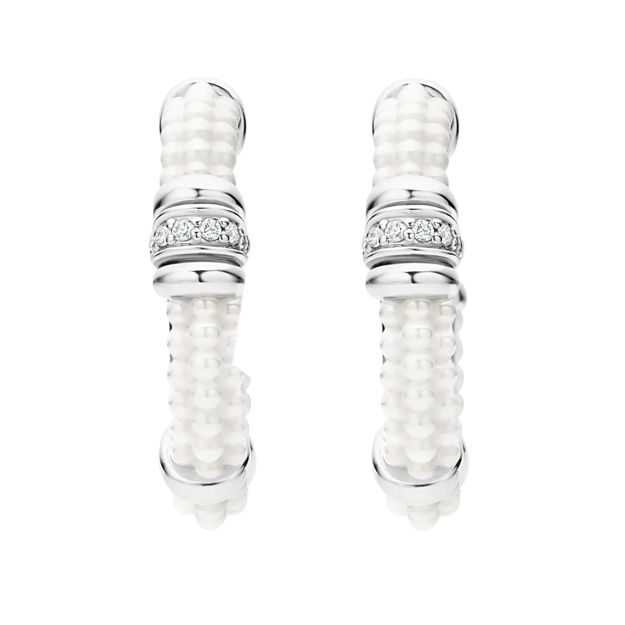 Ceramic and Diamond Hoop Earrings