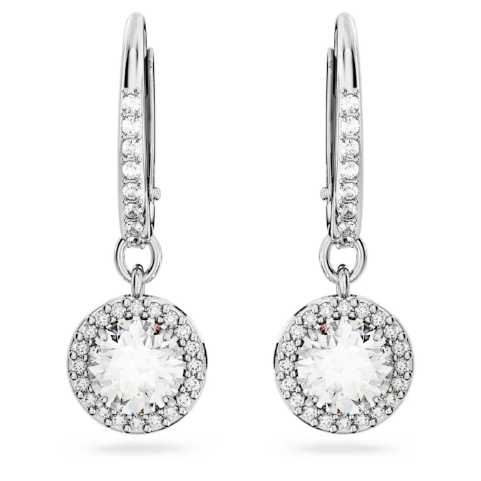 Constella Halo Drop Earrings with Clear Pavé Crystals and Zirconia