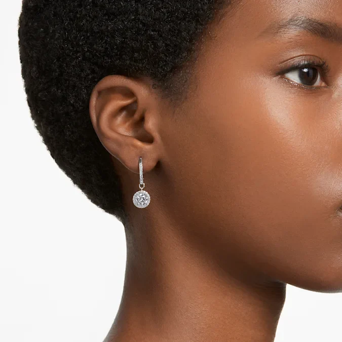 Constella Halo Drop Earrings with Clear Pavé Crystals and Zirconia - Image 2