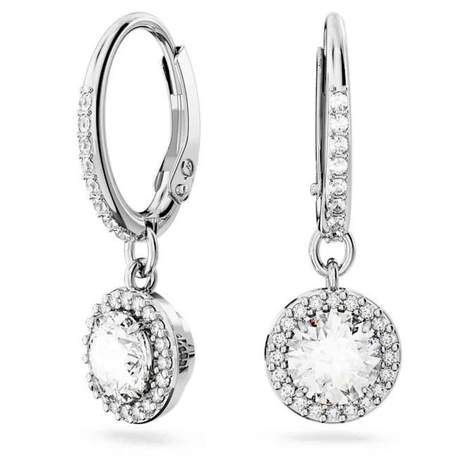 Constella Halo Drop Earrings with Clear Pavé Crystals and Zirconia - Image 3