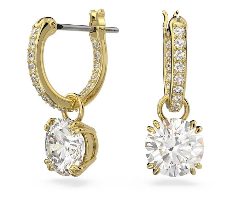 Constella Drop Earrings with Clear Pavé Crystals and Zirconia, Gold-tone Plated