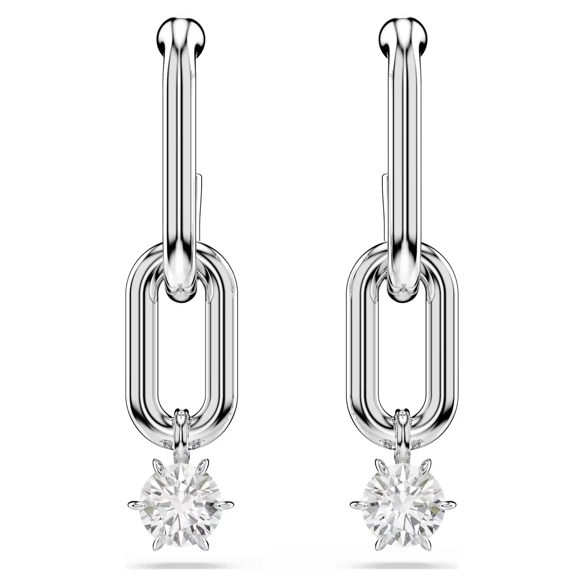 Constella Drop Earrings with Zirconia, Rhodium Plated