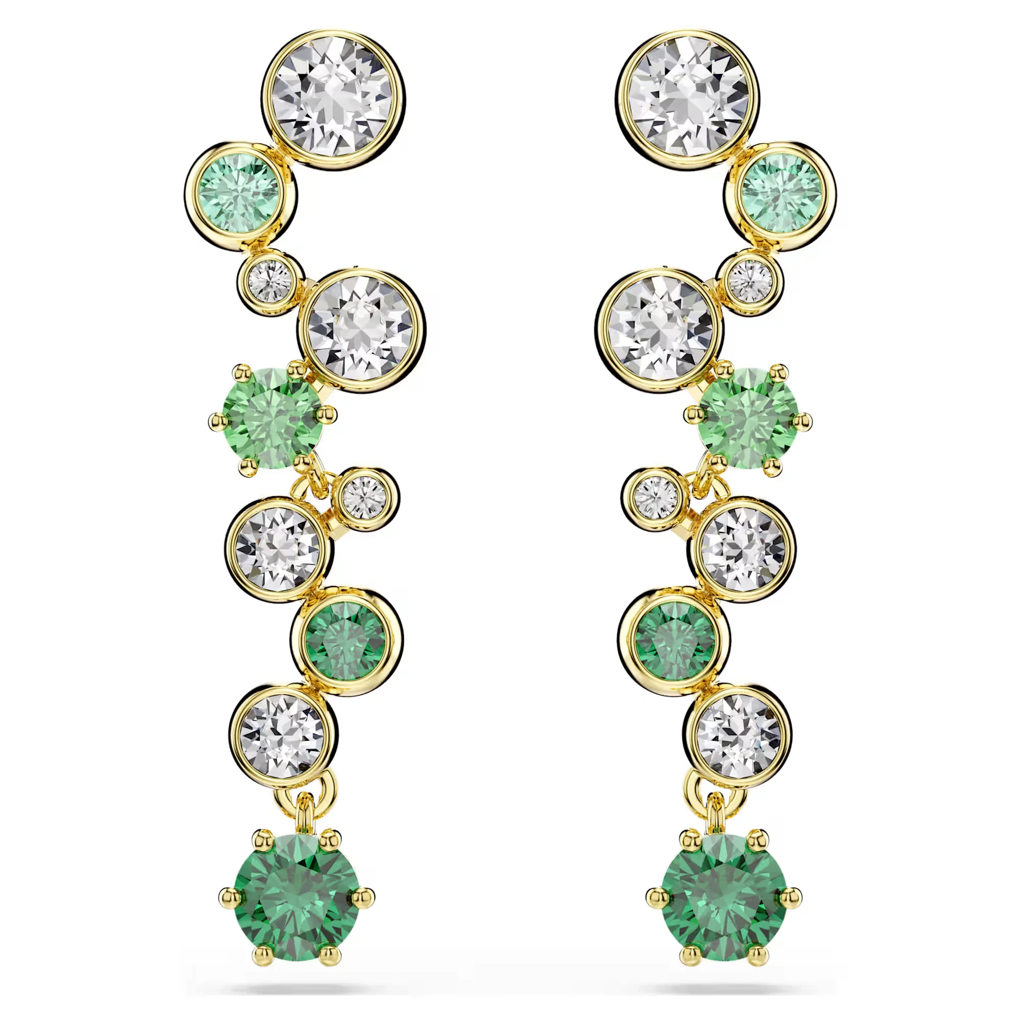 Constella Drop Earrings with Clear Crystals and Green Zirconia