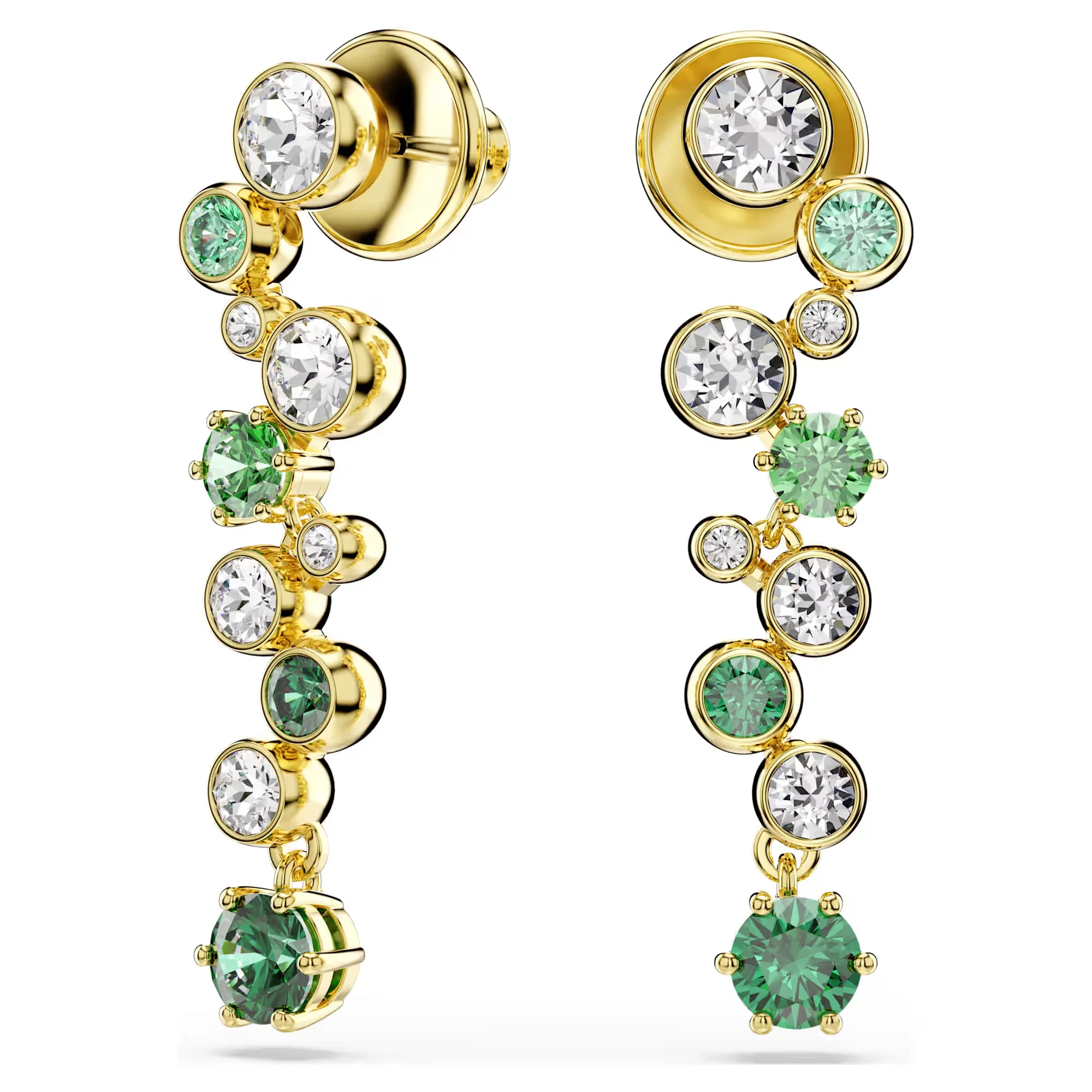 Constella Drop Earrings with Clear Crystals and Green Zirconia - Image 2