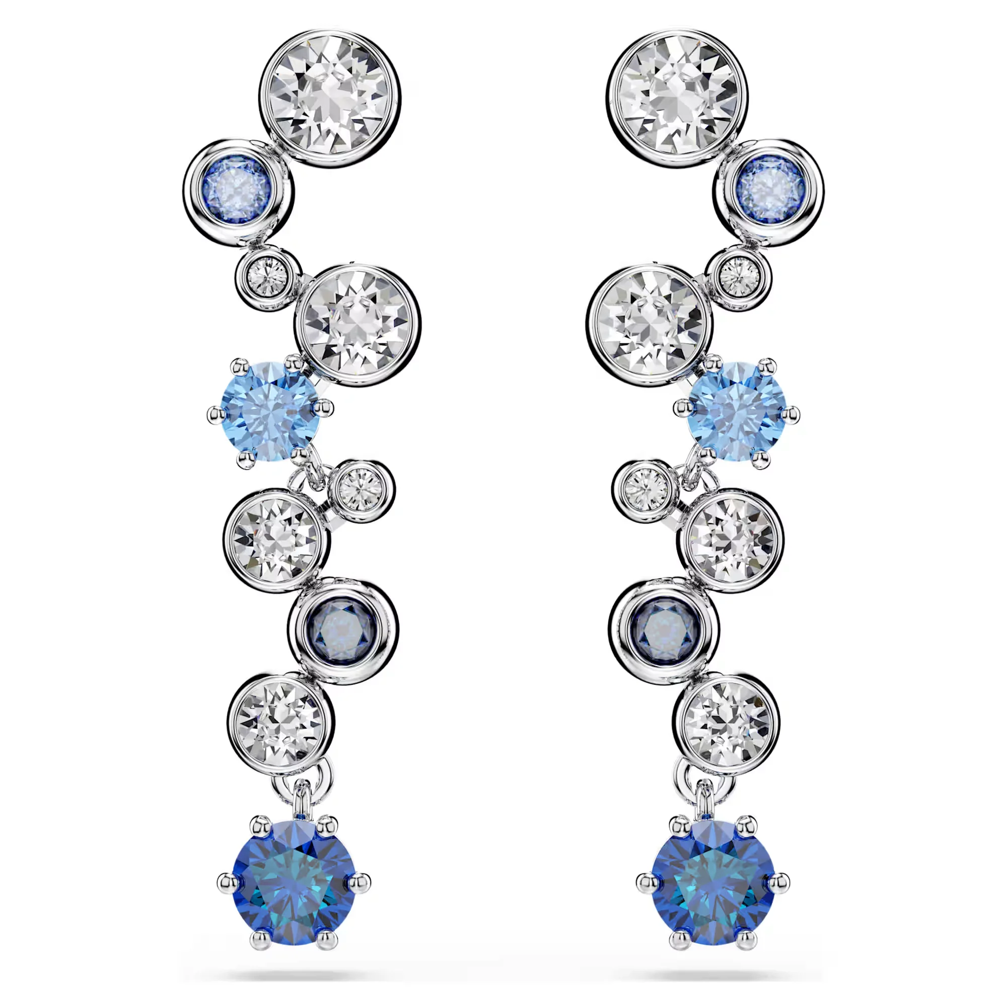 Constella Drop Earrings with Clear Crystals and Blue Zirconia