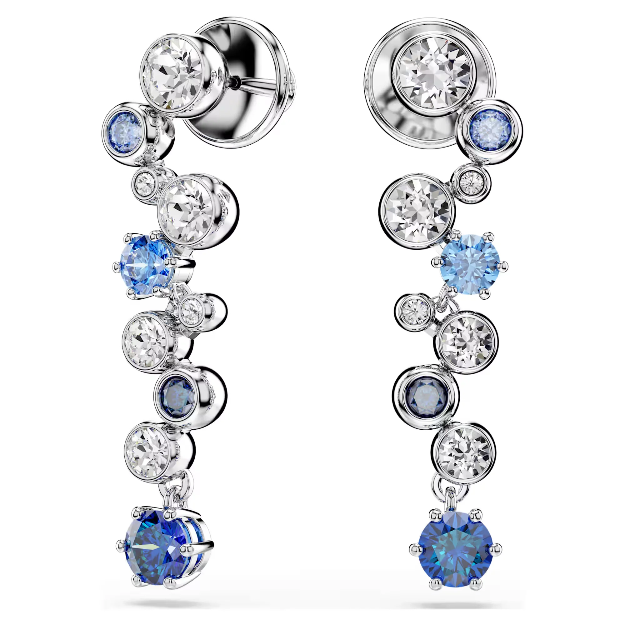 Constella Drop Earrings with Clear Crystals and Blue Zirconia - Image 2