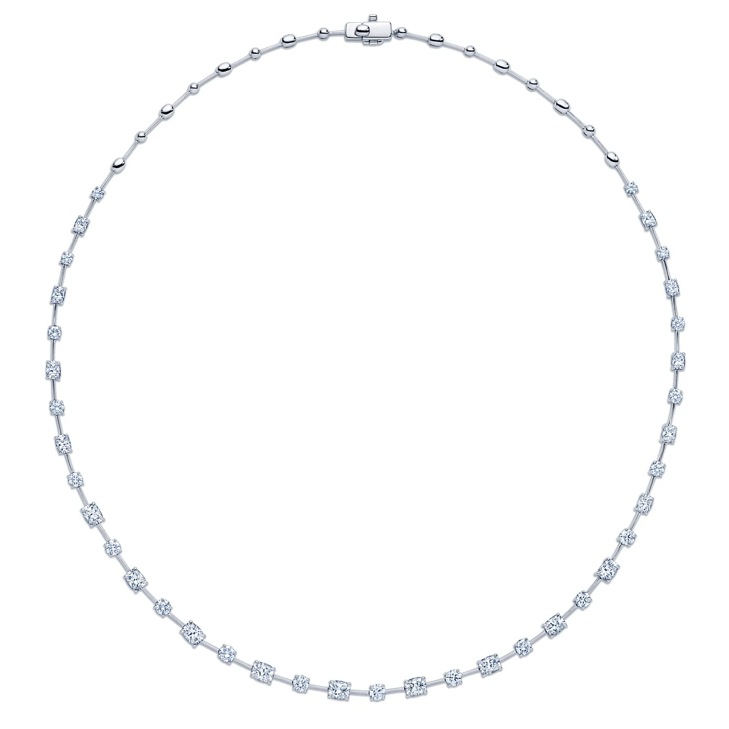 Cushion and Round Diamond Necklace - Image 2