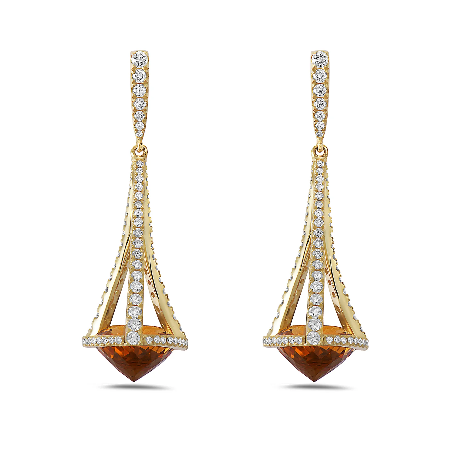 Diamond and Citrine Chandelier Earring
