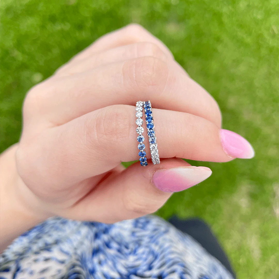 Diamond & Blue Sapphire Ombre Band - Image 3