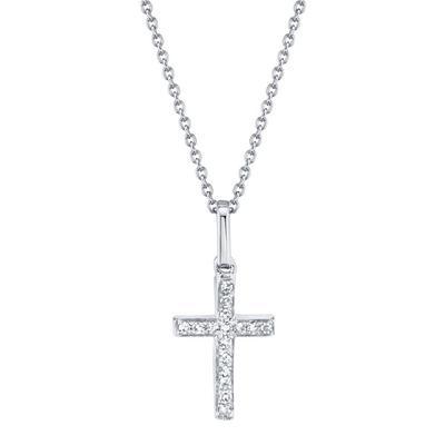 0.06ctw White Gold Diamond Cross Necklace