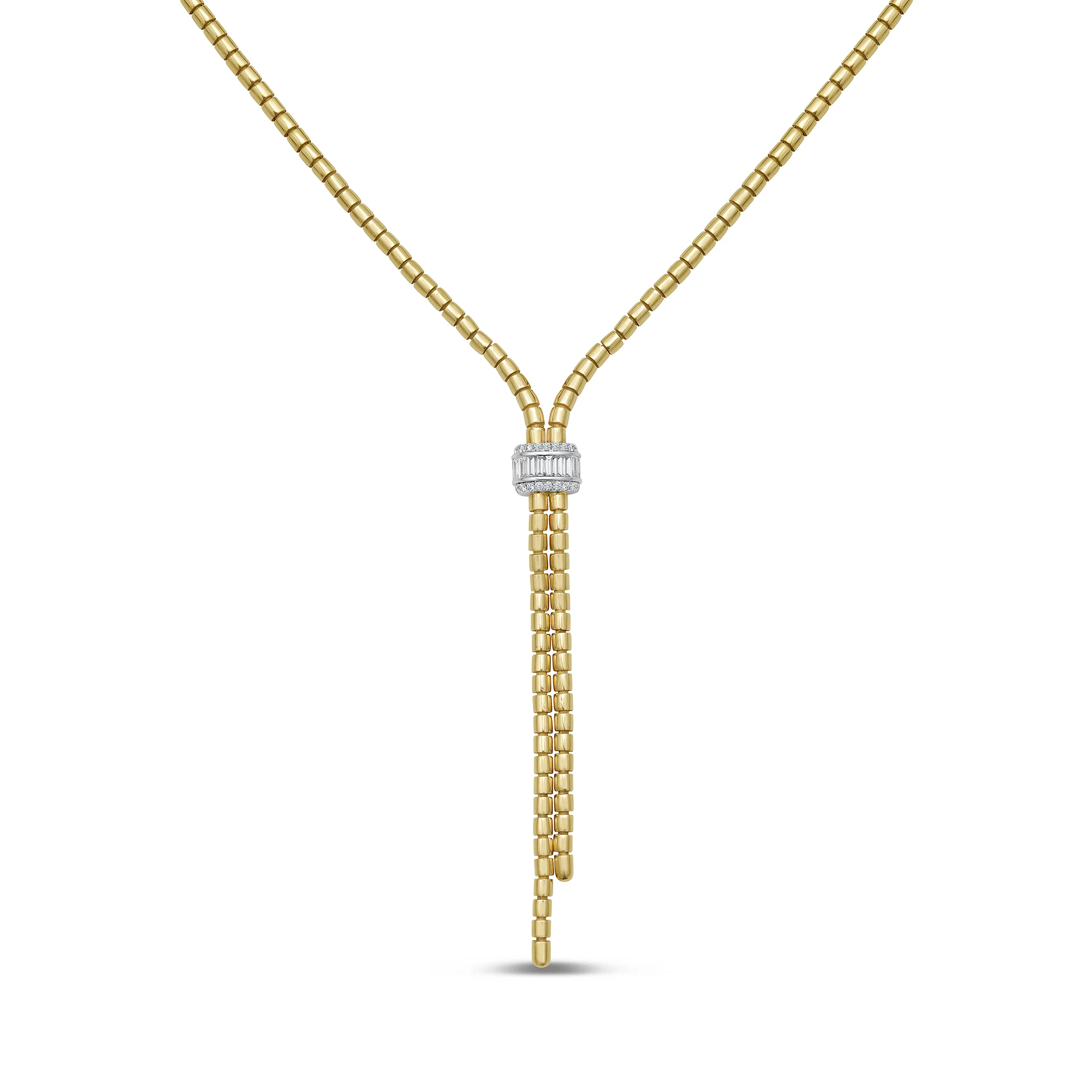 Diamond Gold Tube Lariat 17"