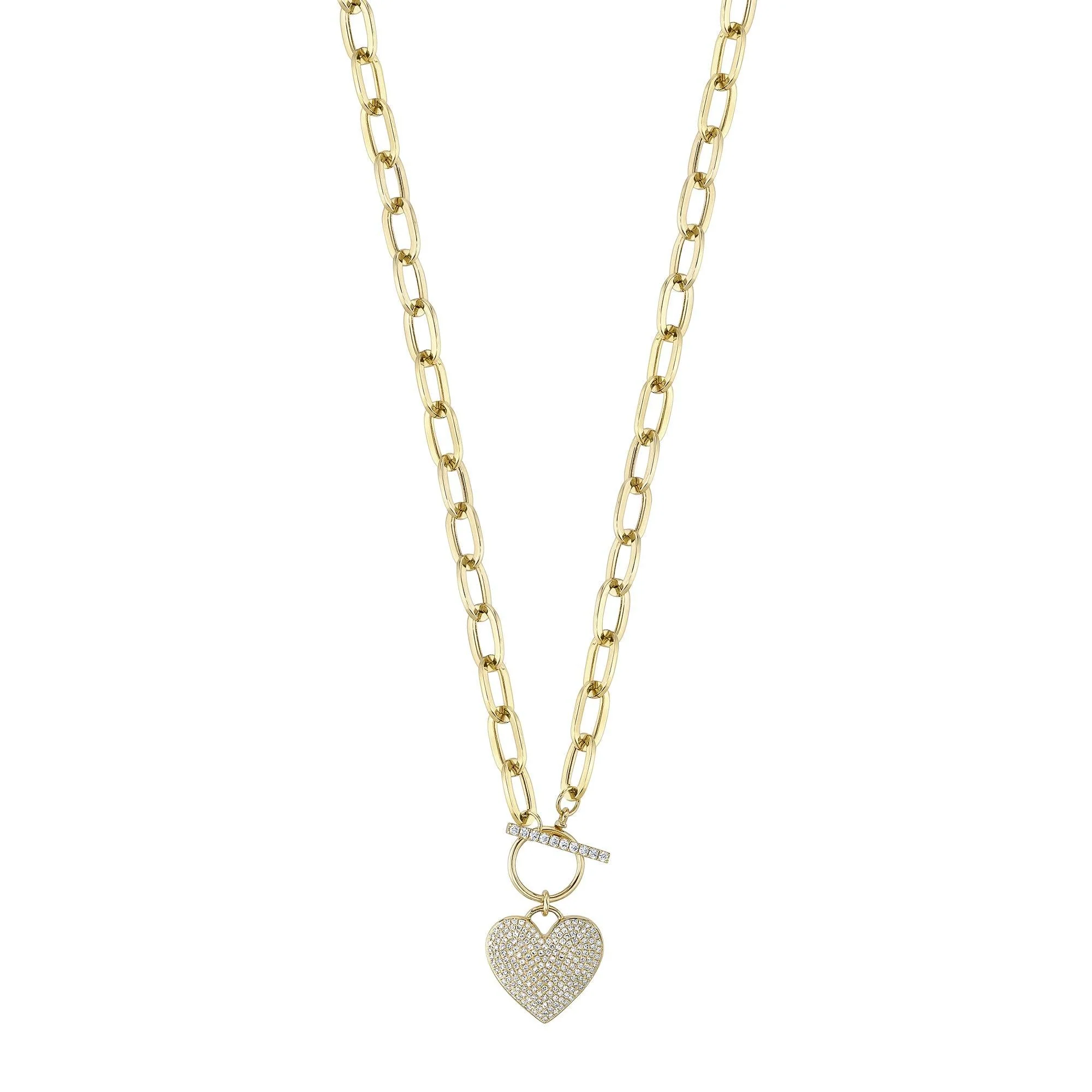 Diamond Paper Clip Pave Heart Necklace - Image 2