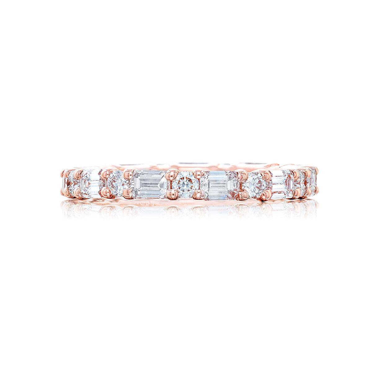 Emerald-Cut & Round Diamond Band