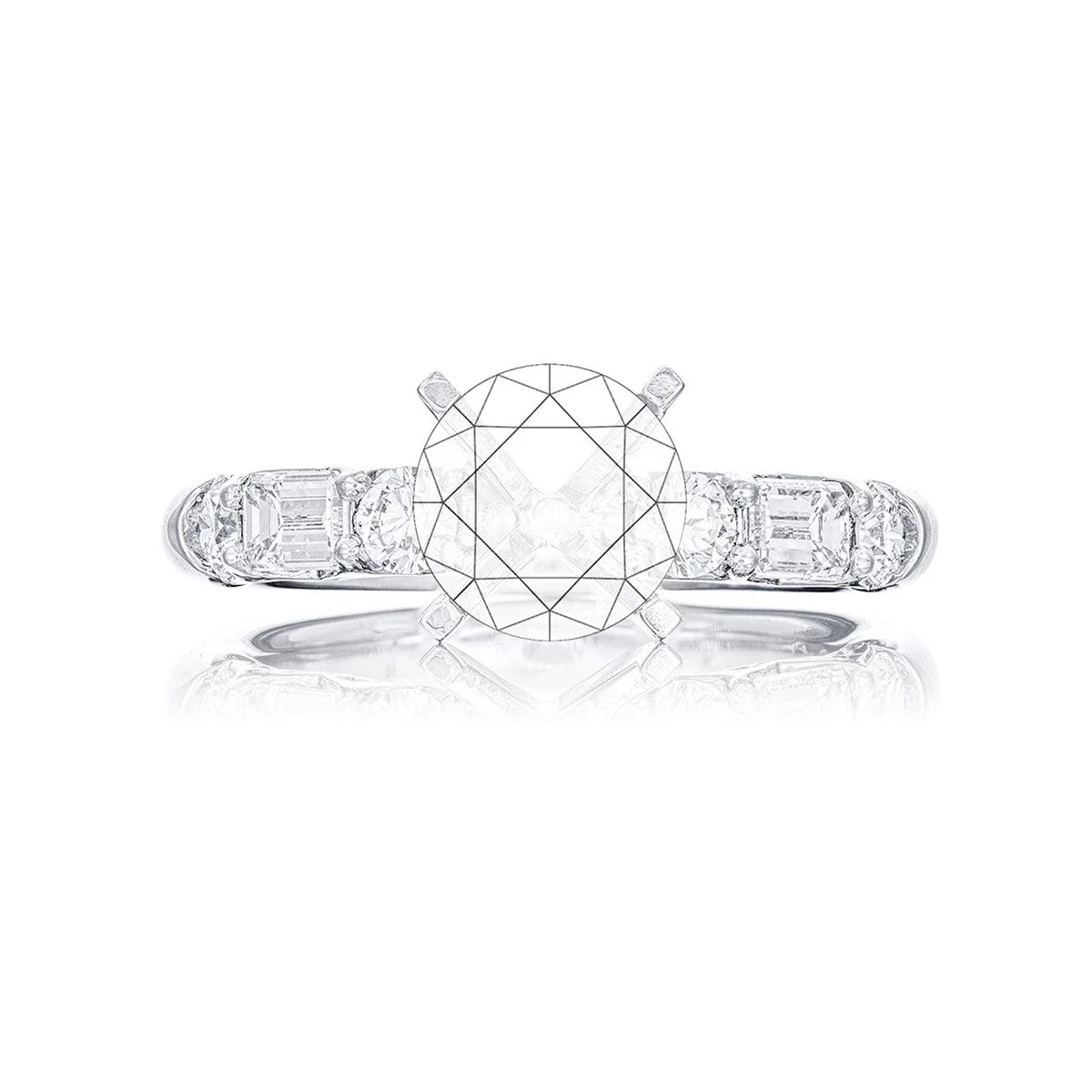 Emerald & Round Diamond Engagement Ring