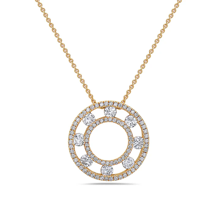 Floating Diamond Pavé Circle Pendant