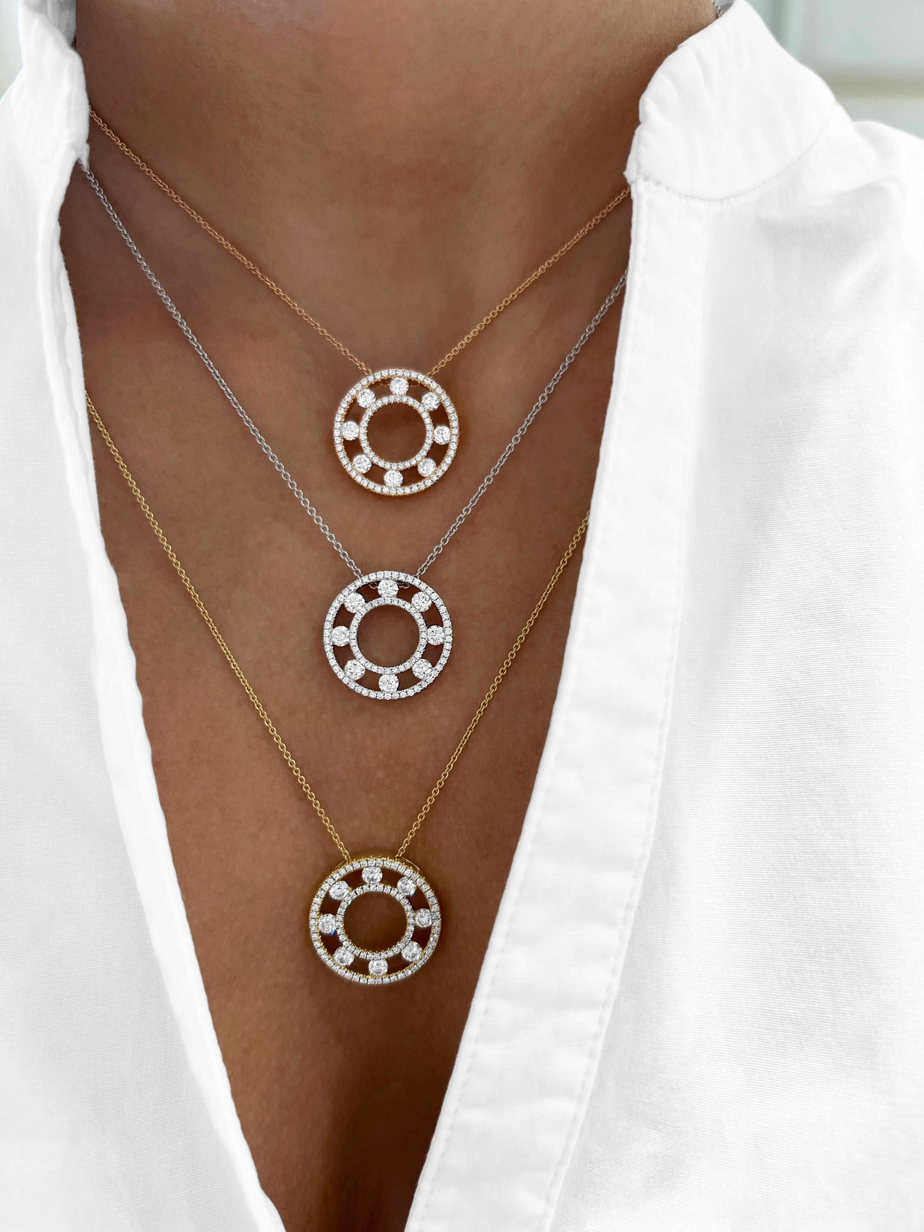 Floating Diamond Pavé Circle Pendant - Image 2