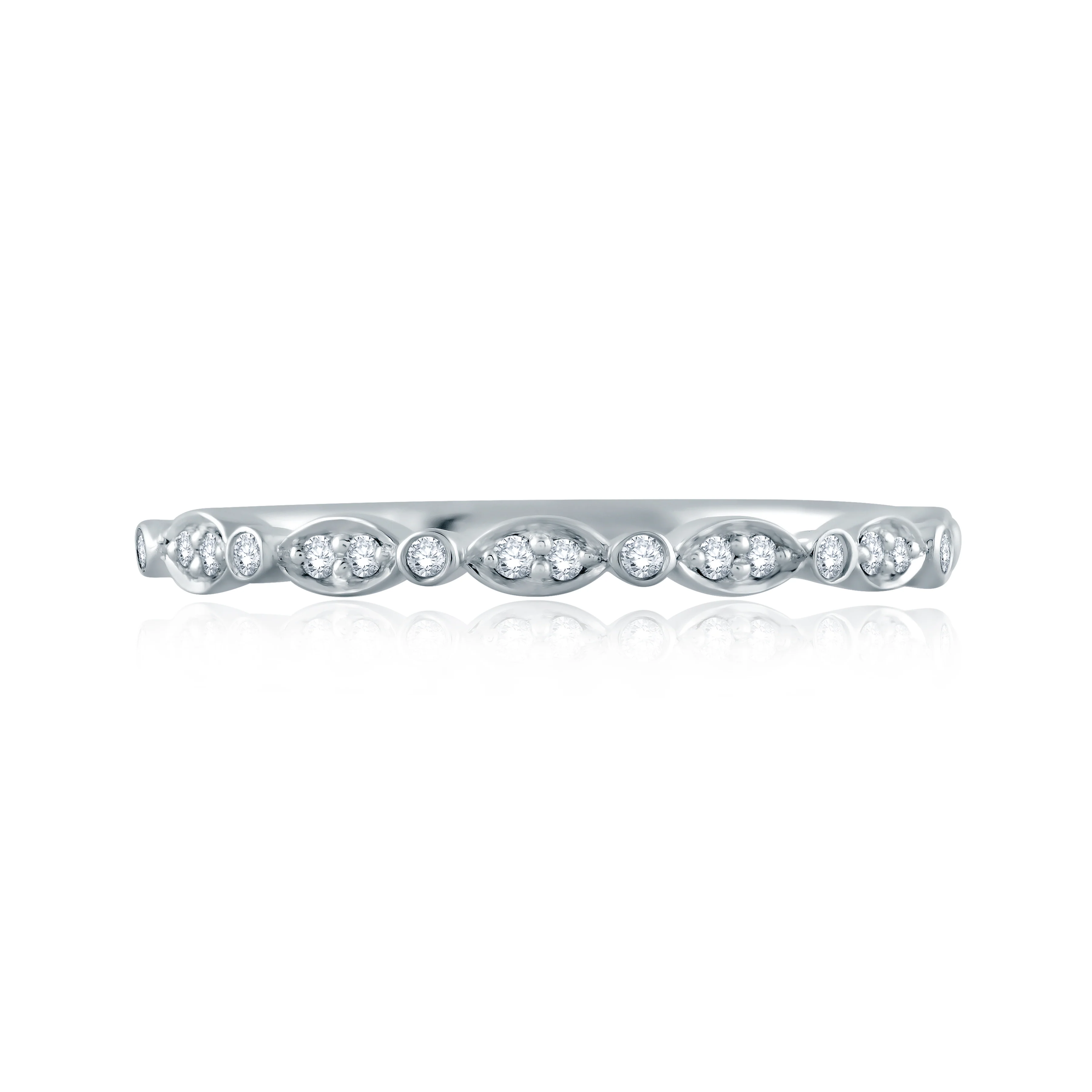 Marquise and Round Shape Diamond Stackable Half Circle Band