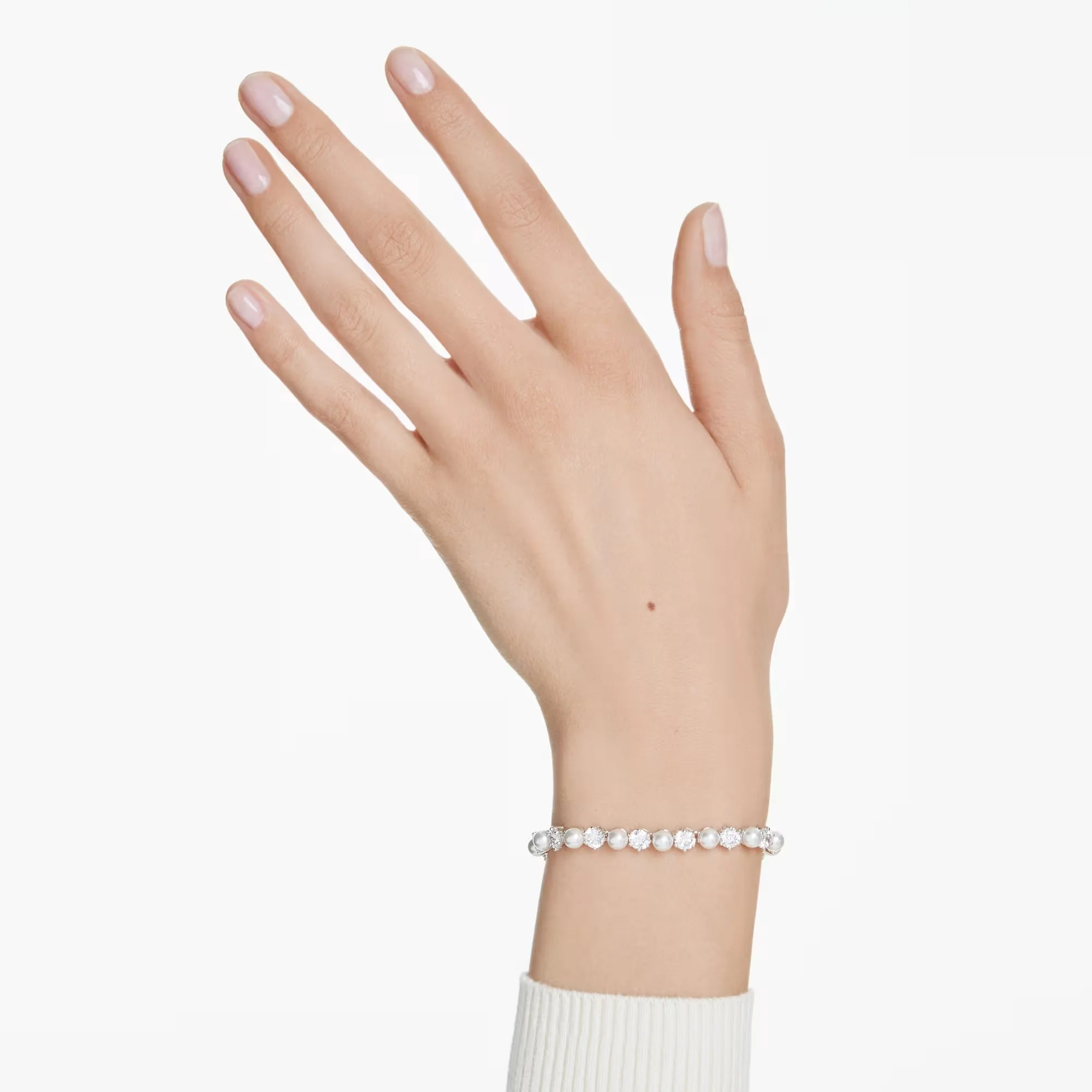 Matrix Tennis Bracelet - Zirconia and Crystal Pearls - Image 2